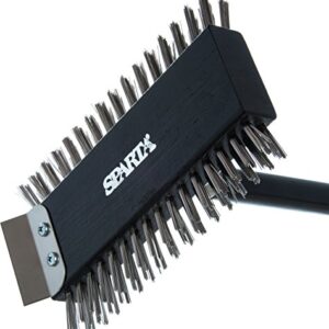 SPARTA 4029000 Stainless Steel Grill Brush, Grill Scraper With Metal Bristles, 30.5 Inches, Black