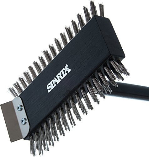 SPARTA 4029000 Stainless Steel Grill Brush, Grill Scraper With Metal Bristles, 30.5 Inches, Black