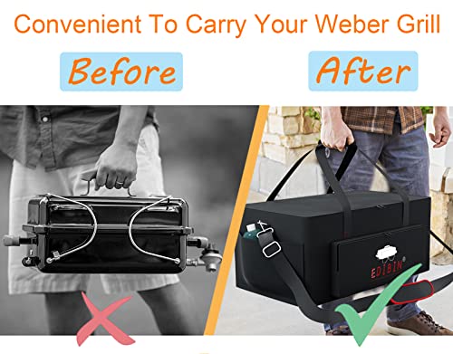 Portable Grill Carry Bag Fit for Weber 1141001 Go Anywhere Gas Grill, Compatible with Weber 121020 Go-Anywhere Charcoal Grill,Heavy Duty 600D Waterproof Go anywhere gas grill Carry Bag