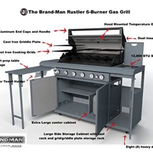 Rustler2 Six (6) Burner Gas Grill Center & Kitchen Island by Brand-Man Grills