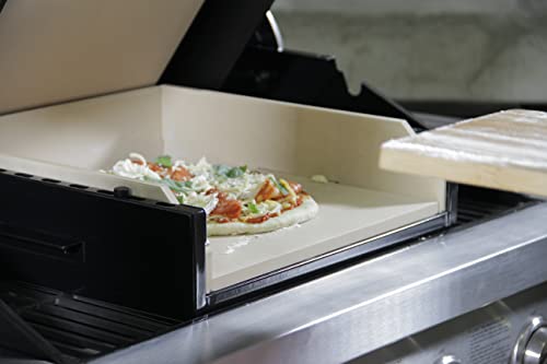 Megamaster Portable Pizza Oven, Grill Top Ceramic Pizza Oven Kit, Portable Oven, Camping Oven, Insert for BBQ Grill and covered smoker/griddle, Stainless Steel.