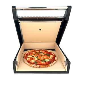 Megamaster Portable Pizza Oven, Grill Top Ceramic Pizza Oven Kit, Portable Oven, Camping Oven, Insert for BBQ Grill and covered smoker/griddle, Stainless Steel.