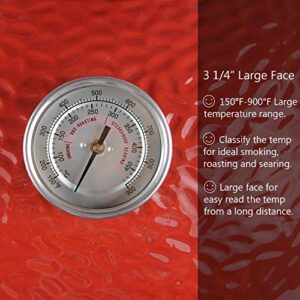 BBQ Grill Temperature Gauge Waterproof Large Face for Kamado Grill Joe Barbecue Charcoal Grill Stainless Steel 150-900°F Cooking Thermometer for Oven Wood Stove Accessories Tool Set Up Easy (White)