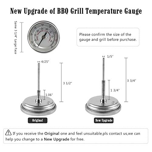 BBQ Grill Temperature Gauge Waterproof Large Face for Kamado Grill Joe Barbecue Charcoal Grill Stainless Steel 150-900°F Cooking Thermometer for Oven Wood Stove Accessories Tool Set Up Easy (White)