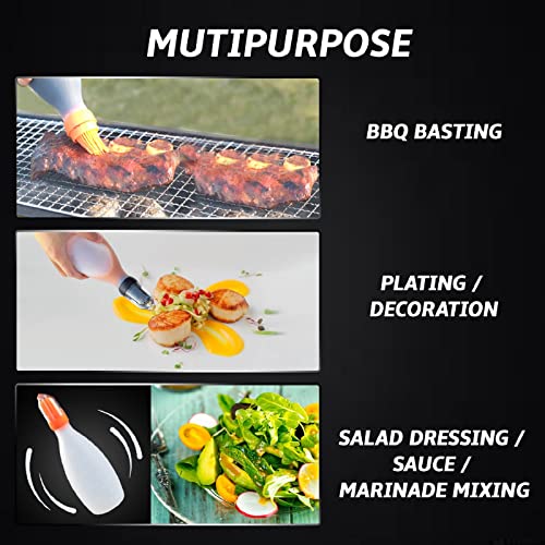 Silicone Basting Brush for Cooking - Oil Dispenser with Brush, All in One Oil Brush for Cooking, BBQ Brush, BBQ Mop -Smoker Accessories Gifts for Men - Sauce Brush for Cooking - Grilling Tools (Black)