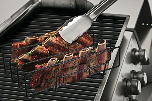 Artestia Rib Rack for Smoking and Grilling Barbecuing, Holds 4 Full Racks of Ribs, Non-Stick Rib Rack Fits 14" Gas Smoker or Charcoal Grill, Perfect Smoker Accessories Gift