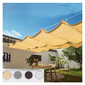 exproyzk pergola shade cover awning – retractable waterproof for patio deck – slide on wire wave shade sail (color : sand, size : 1.5x4m)