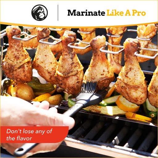 Chicken Drumstick Grill Rack - Large Capacity Smoker Stainless Steel With A Locking Mechanism & Deep Drip Tray Bundle with MOUNTAIN GRILLERS Rib Racks for Smoking Holds 5 Baby Back Ribs - Black