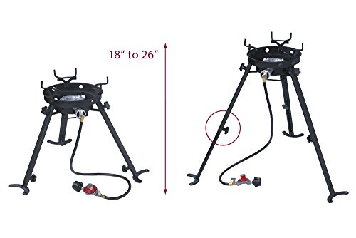 Eastman Outdoors 90411 Portable Kahuna Burner with XL Pot and Wok Brackets with Adjustable and Removable Legs, Black, Pack of 1