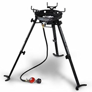 Eastman Outdoors 90411 Portable Kahuna Burner with XL Pot and Wok Brackets with Adjustable and Removable Legs, Black, Pack of 1