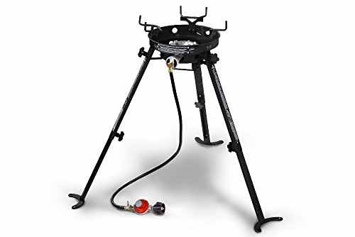 Eastman Outdoors 90411 Portable Kahuna Burner with XL Pot and Wok Brackets with Adjustable and Removable Legs, Black, Pack of 1