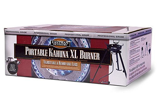 Eastman Outdoors 90411 Portable Kahuna Burner with XL Pot and Wok Brackets with Adjustable and Removable Legs, Black, Pack of 1