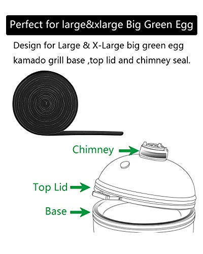 Big Green Egg Parts Green Egg Gasket Replacement with Scraper, Gasket for Big Green Egg Large and XLarge High Temp Material Self Stick 15Ft Long,7/8" Wide(Black)