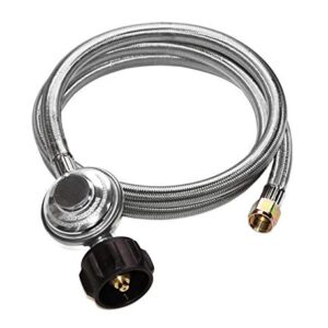 DOZYANT 5 Feet Universal QCC1 Low Pressure Propane Regulator Grill Replacement with Stainless Steel Braided hose for Most LP Gas Grill, Heater and Fire Pit Table, 3/8" Female Flare Nut