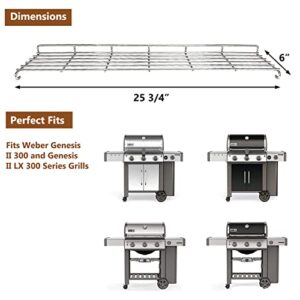 QuliMetal Weber Stainless Steel Warming Rack and 66095 Grates for Weber Genesis II/LX 300 Series II E-310, II E-330, II E-335, II S-335, II LX S/E-340 (2017 and Newer) Gas Grills