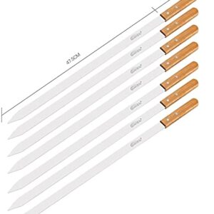 GOUTIME Kabob Skewers 23 Inch Long,1 Inch Wid Stainless Steel Grilling BBQ Skewer with Wood Handle for Making Koubideh Persian Brazilian Chicken Shrimp Kebab,Set of 7 with Bag