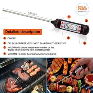 Eastking BBQ Gloves/BBQ Claws/Meat Thermometer and Silicone Brush Superior Value Premium Set (4pcs Set) - Heat Resistant/Non-Slip/Safe/Cooking/Grilling Silicone Gloves for Indoor & Outdoor (Orange)