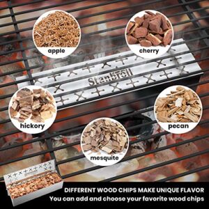 Stanbroil Premium Smoker Box for Gas & Charcoal Grill, Stainless Steel Wood Chip Box with Double V-shape Design