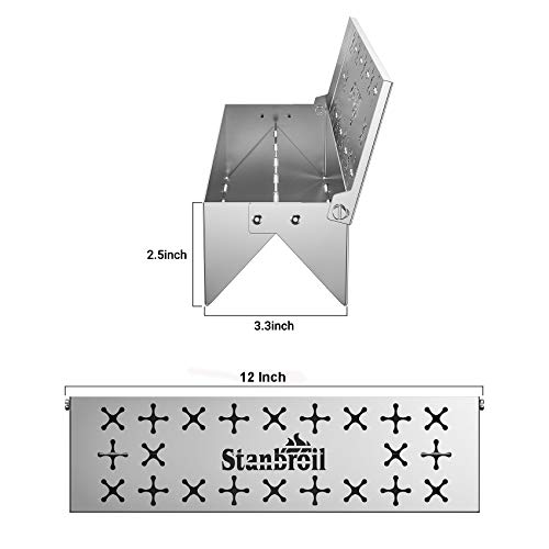 Stanbroil Premium Smoker Box for Gas & Charcoal Grill, Stainless Steel Wood Chip Box with Double V-shape Design