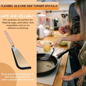 Slotted Spatula Flexible Stainless Steel Spatula with Silicone Top Soft Edge Slotted Spatula Turner with Golden Handle (1, Black)