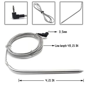 2-Pack Replacement for Camp Chef Meat Probe High-Temperature Meat BBQ Probe, Compatible with Camp Chef Pellet Grills, with 2 pc Stainless Steel Grill Holder Clips