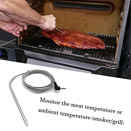 2-Pack Replacement for Camp Chef Meat Probe High-Temperature Meat BBQ Probe, Compatible with Camp Chef Pellet Grills, with 2 pc Stainless Steel Grill Holder Clips