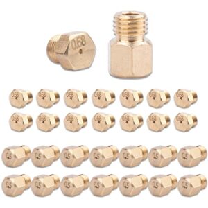 brass jet nozzles 30 packs – diy burner parts with m6 x 0.75mm and m5 x 0.5mm thread, 0.5mm and 0.68mm nozzle hole, range, stove, oven conversion kit for propane lpg natural gas pipe water heater 