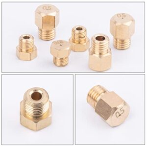 Brass Jet Nozzles 30 Packs - DIY Burner Parts with M6 x 0.75mm and M5 x 0.5mm Thread, 0.5mm and 0.68mm Nozzle Hole, Range, Stove, Oven Conversion Kit for Propane LPG Natural Gas Pipe Water Heater 