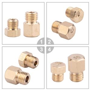 Brass Jet Nozzles 30 Packs - DIY Burner Parts with M6 x 0.75mm and M5 x 0.5mm Thread, 0.5mm and 0.68mm Nozzle Hole, Range, Stove, Oven Conversion Kit for Propane LPG Natural Gas Pipe Water Heater 