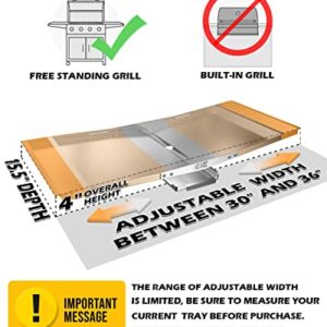 Grease Tray with Catch Pan - Universal Drip Pan for 5/6 Burner Gas Grill Models from Dyna Glo, Nexgrill, Expert Grill, Kenmore, BHG and More - Stainless Steel Grill Replacement Parts(30"-36")