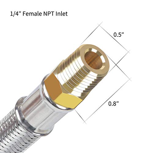 Generep RV PropaneTank Hose with Gauge, 2PCS 15 Inch Upgraded 1/4inch NPT RV Propane Pigtail Hose，Durable Stainless Braided, 2-Pack