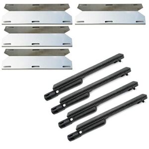 direct store parts kit dg224 replacement for jenn air gas grill repair kit gas grill burner and heat plate- 4 pack (cast iron burner + stainless steel heat plates)