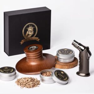 cocktail smoker kit with torch and flavors wood chips for whiskey and bourbon, old fashioned chimney drink smoker kit for infuse whiskey, wine, gift for dad husband and cocktail lovers