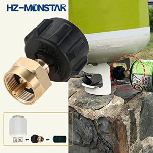 HZ-MONSTAR POL Propane Tank Adapter with Gauge Converts POL LP Tank Service Valve to QCC1/ Type1, Propane Refill Adapter Fits QCC1/ Type1 Propane Tank/ 1 lb Cylinder for RV Camper BBQ Gas Grill Heater