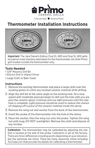 Primo Grills Thermometer for Primo Ceramic Grills - Now 200% Larger and Ability to Calibrate