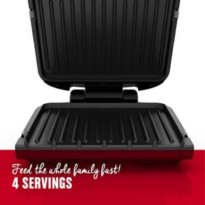 George Foreman, Silver, 12+ Servings Upto 15 Indoor/Outdoor Electric Grill, GGR50B, REGULAR & 4-Serving Removable Plate Grill and Panini Press, Black, GRP1060B