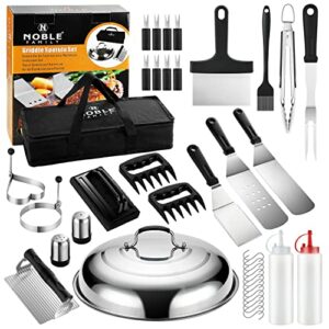 N NOBLE FAMILY 38PC Flat Top Grill Griddle Accessories Set - Must Have for Your Outdoor Griddle with Professional Griddle Spatula, Cleaning Kit, Grill Basting Cover - Ideal Griddle Gift for Men Women