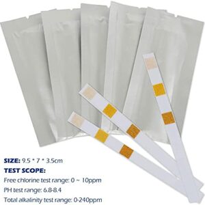 100 Pcs 2 Bottles 3 in 1 Test Strips, Pool Spa Hot Tub Water Test Strips Dip Test Strips for Swimming Pool,Test Total Hardness,Free Chlorine,Bromine,Total