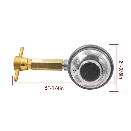 MENSI Update Version 1LB Propane Regulator for Grill with 3/8" Female Flare Adapter Convert to Throwaway Cylinder with 2" Long Shaft