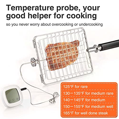 Portable Propane Camping Gas Grill, BBQ grill, 360°Mesh Wave, 8000 BTU small propane Grill with Non-Smoke Burner, Stainless Barbecue grill, Steak Grill with Temperature Probe Better for Indoor & Outdoor Use