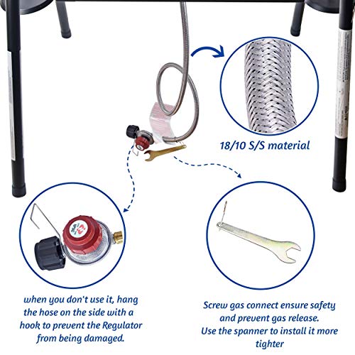 ARC Propane Burner, 2 Burners Outdoor Propane Stove with Easy-assemble Threaded Legs, 29,000BTU Double Propane Burner Cast Iron Burner Ideal for Camping Burner and Other Outdoor Cooking