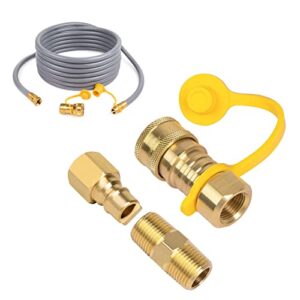 gaspro 2 pieces grill connectors & hoses accessories – 24 ft natural gas hose with 3/8 male flare quick connect/disconnect & 3/8 inch natural gas quick connect fittings for bbq gas grill