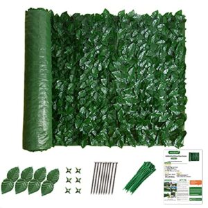 kaszoo artificial ivy privacy fence screen, 118×39.4in artificial hedges fence and faux ivy vine leaf decoration for outdoor garden décor