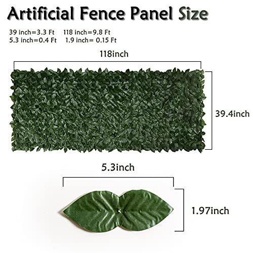 KASZOO Artificial Ivy Privacy Fence Screen, 118x39.4in Artificial Hedges Fence and Faux Ivy Vine Leaf Decoration for Outdoor Garden Décor