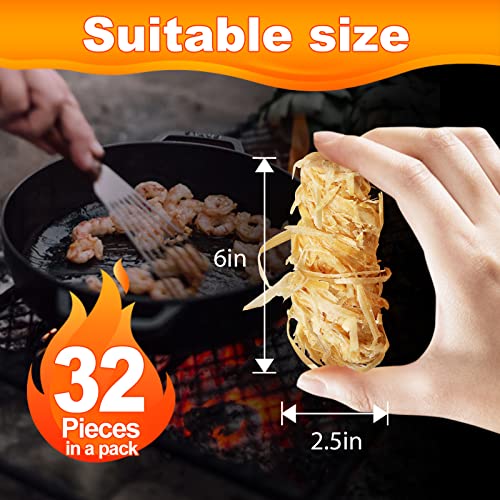 Natural Fire Starters, BRTMOUN Wooden Roll for Grill, Fireplace, BBQ, Fire Pit, Coal, Steak Oven, Waterproof for Indoor/Outdoor Use - No Flame, No Smoke - 12 Minute Burn(32 Pieces)