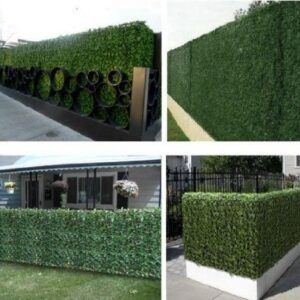 Artificial Boxwood Hedge, Faux Greenery Wall, Privacy Hedge Screen, UV Protected Faux Greenery Mats, Boxwood Wall, Suitable for Both Outdoor or Indoor (20x20 Inch DarkG_12pc)