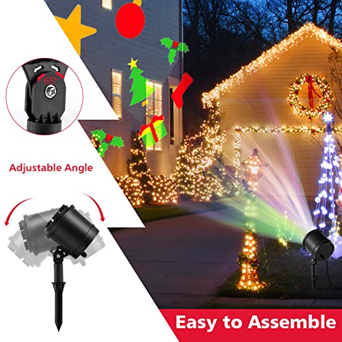 Tangkula Christmas Projector Light, Rotating LED Projection Lamp with 60° Adjustable Angle, Outdoor Landscape Decorative Lighting for Christmas, Holiday, Party, Garden, Patio
