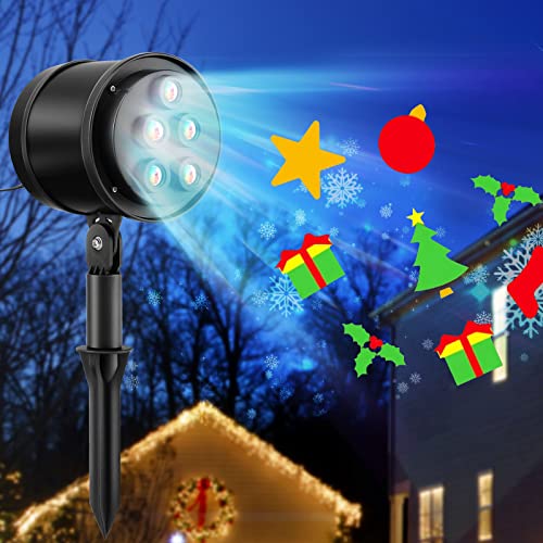 Tangkula Christmas Projector Light, Rotating LED Projection Lamp with 60° Adjustable Angle, Outdoor Landscape Decorative Lighting for Christmas, Holiday, Party, Garden, Patio