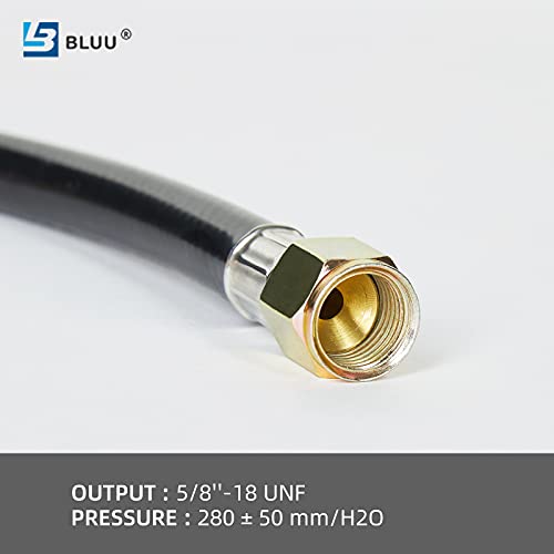 BLUU 12 FT Replacement Propane Hose with Regulator for BBQ Gas Grill，Propane Gas Stove, Patio Heater, Fire Pit, Low Pressure, 3/8 Female Flare