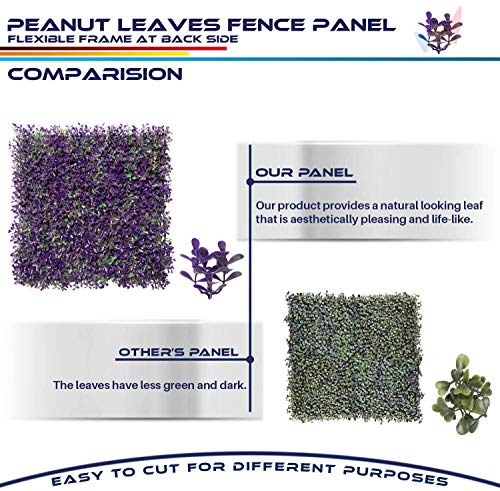 Windscreen4less Artificial Plant Leaves Faux Ivy Leaf Decorative Wall Fence Screen 20'' x 20" Purple Peanut Leaves 1 Pcs